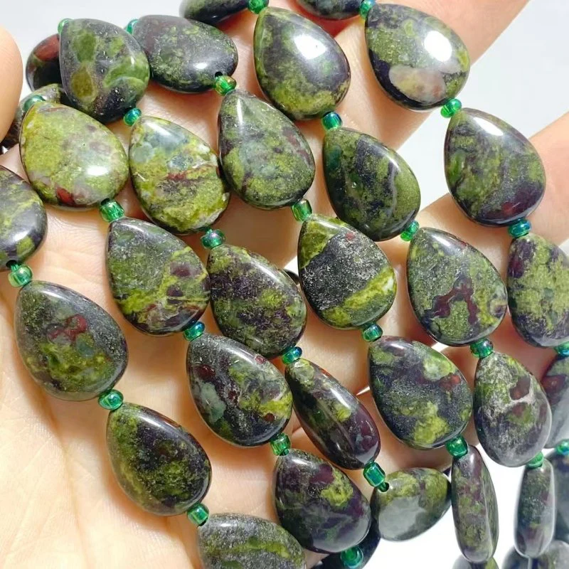 3 Types Mini Drilled Waterdrop Shape DIY Beads Strands Wholesale Dragon Blood Stone Labradorite - Image 3