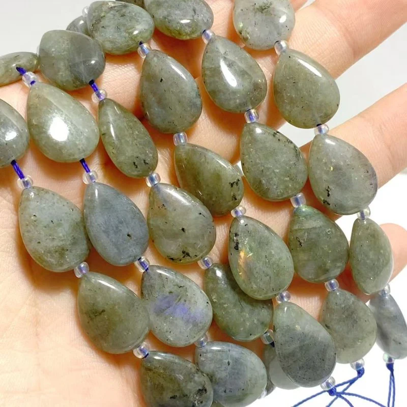 3 Types Mini Drilled Waterdrop Shape DIY Beads Strands Wholesale Dragon Blood Stone Labradorite - Image 4