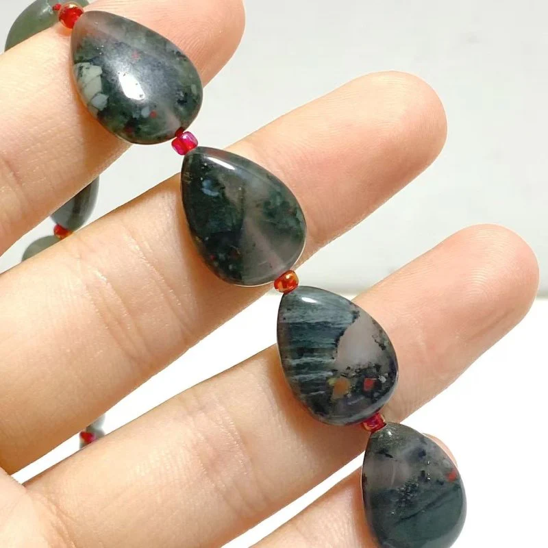 3 Types Mini Drilled Waterdrop Shape DIY Beads Strands Wholesale Dragon Blood Stone Labradorite - Image 6