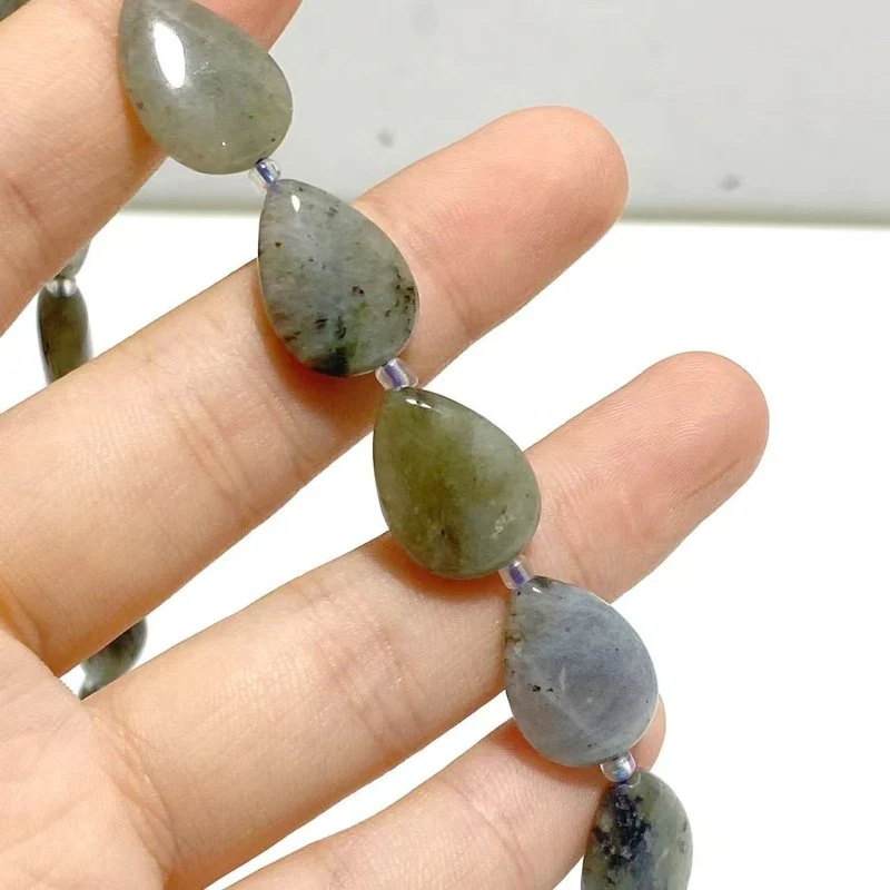 3 Types Mini Drilled Waterdrop Shape DIY Beads Strands Wholesale Dragon Blood Stone Labradorite - Image 7