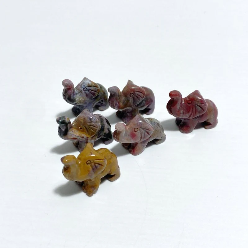 3 Types Mini Elephant Carving Wholesale Rose Quartz Mookaite Ocean Jasper - Image 2