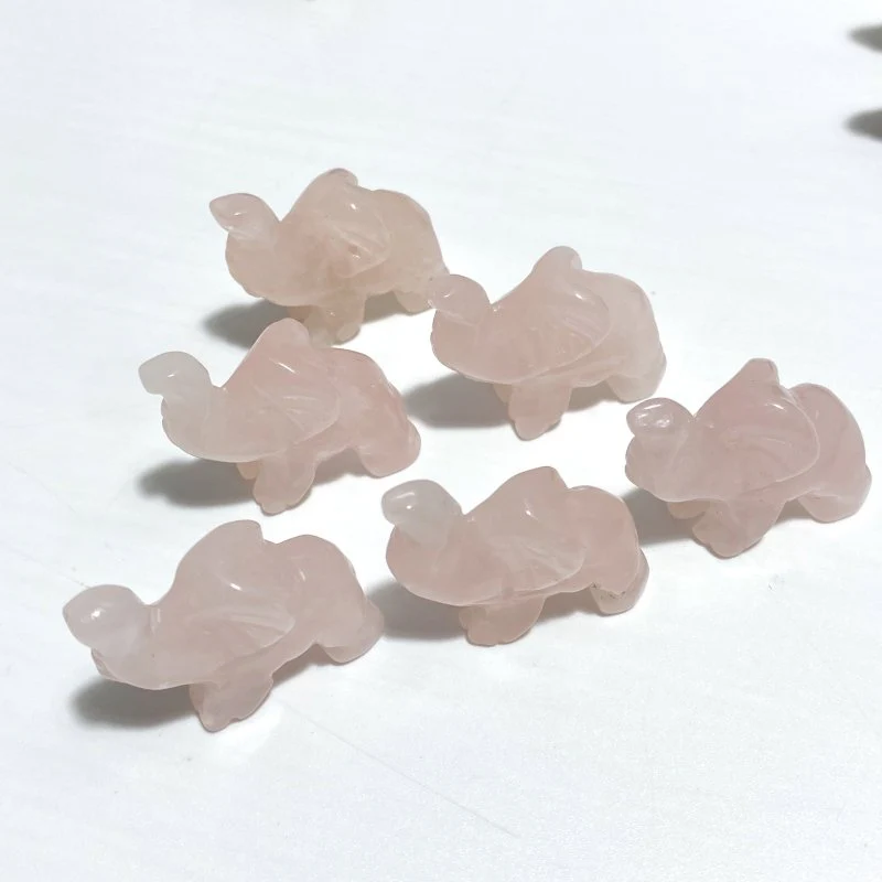 3 Types Mini Elephant Carving Wholesale Rose Quartz Mookaite Ocean Jasper - Image 3