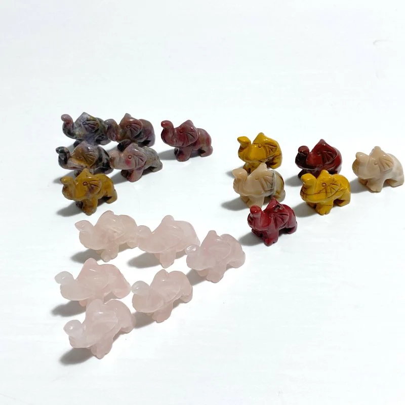 3 Types Mini Elephant Carving Wholesale Rose Quartz Mookaite Ocean Jasper - Image 4