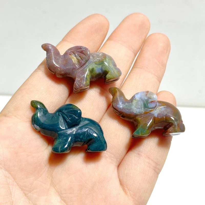 3 Types Mini Elephant Carving Wholesale Rose Quartz Mookaite Ocean Jasper - Image 5