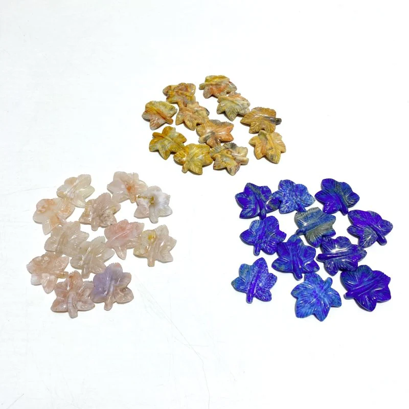3 Types Mini Maple Leaves Carving Wholesale Sakura Flower Agate Crazy Agate