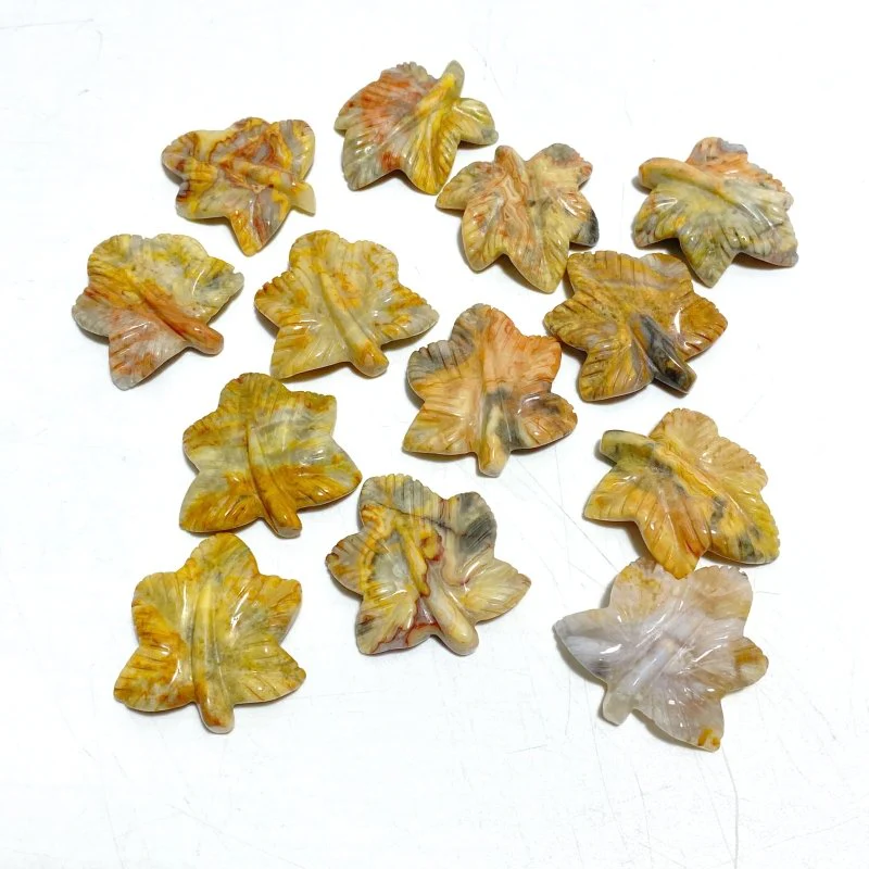 3 Types Mini Maple Leaves Carving Wholesale Sakura Flower Agate Crazy Agate - Image 3