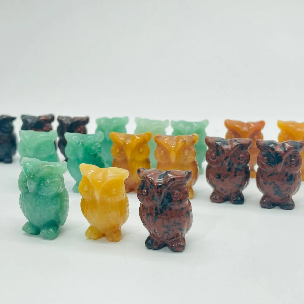 3 Types Mini Owl Carving Wholesale Green Aventurine & Red Obsidian - Image 3