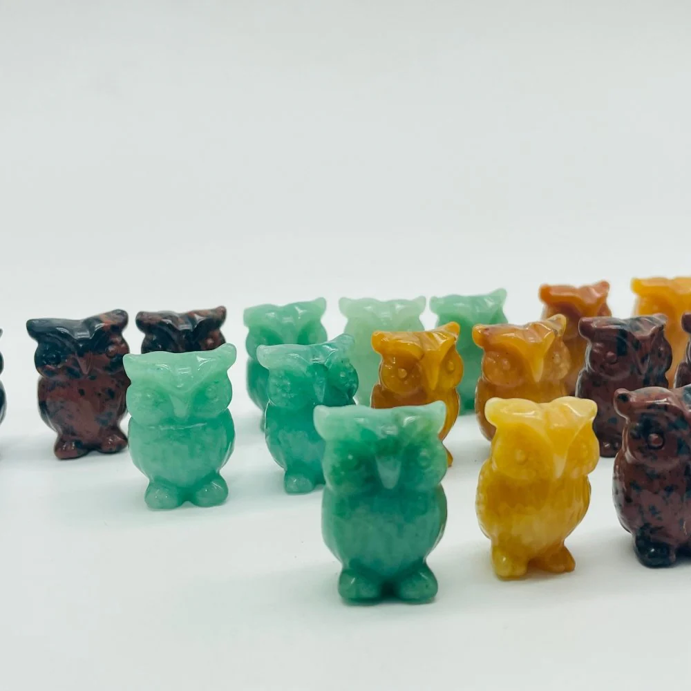 3 Types Mini Owl Carving Wholesale Green Aventurine & Red Obsidian - Image 4
