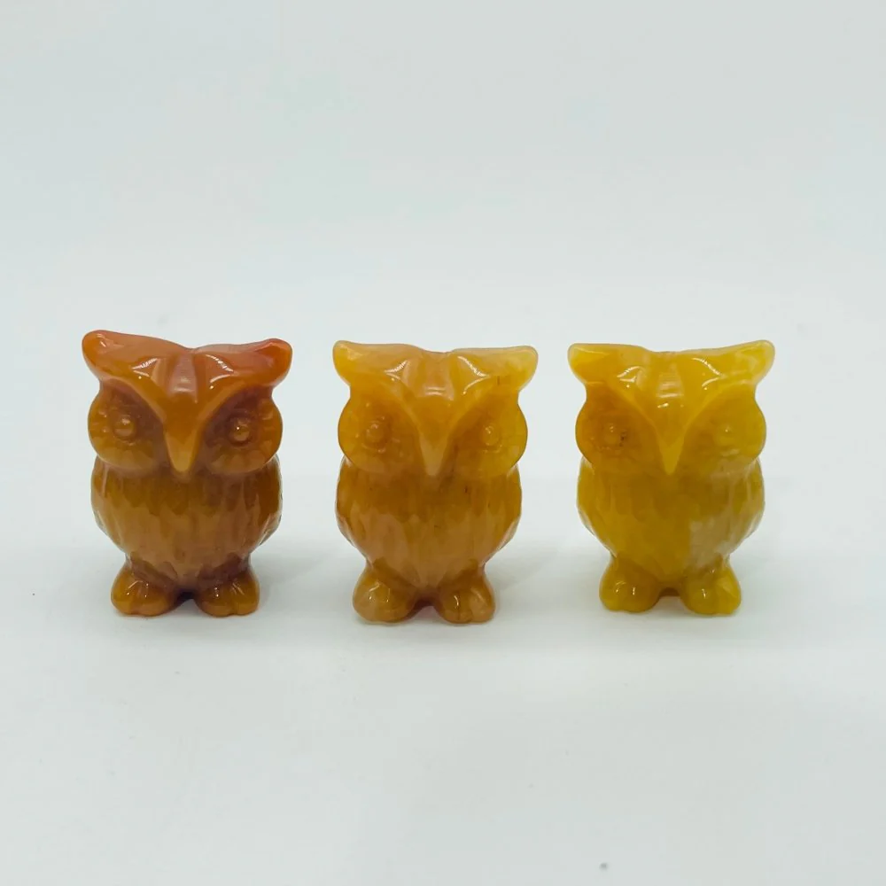 3 Types Mini Owl Carving Wholesale Green Aventurine & Red Obsidian - Image 5