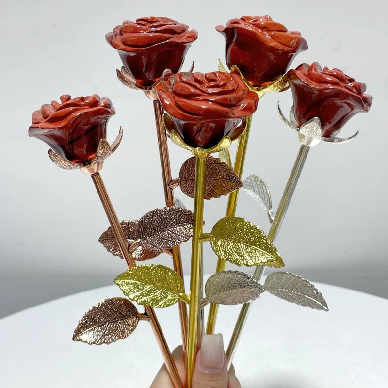 3 Color Red Jasper Rose Flower Carving Wholesale #1 Shape