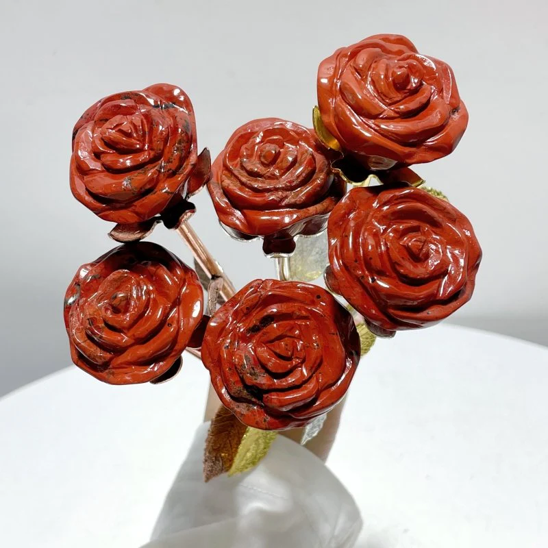 3 Color Red Jasper Rose Flower Carving Wholesale #1 Shape - Image 2