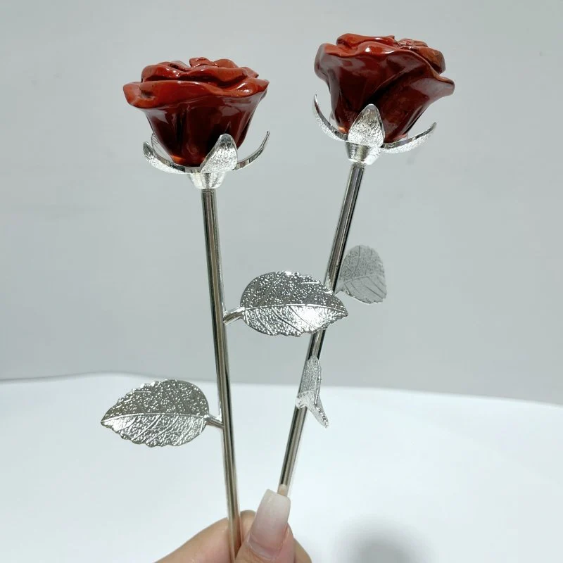3 Color Red Jasper Rose Flower Carving Wholesale #1 Shape - Image 4