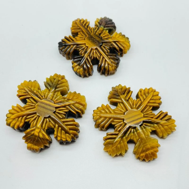 3 Types Snowflake Carving Wholesale Tiger Eye Howlite Yellow Calcite - Image 6