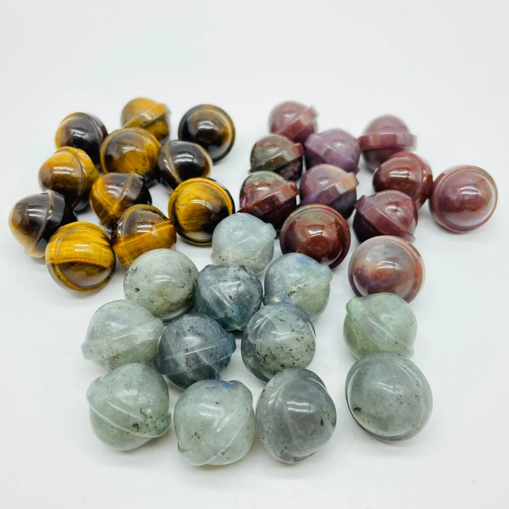 3 Types UFO Universe Shape Sphere Carving Wholesale Ocean Jasper Labradorite Tiger Eye
