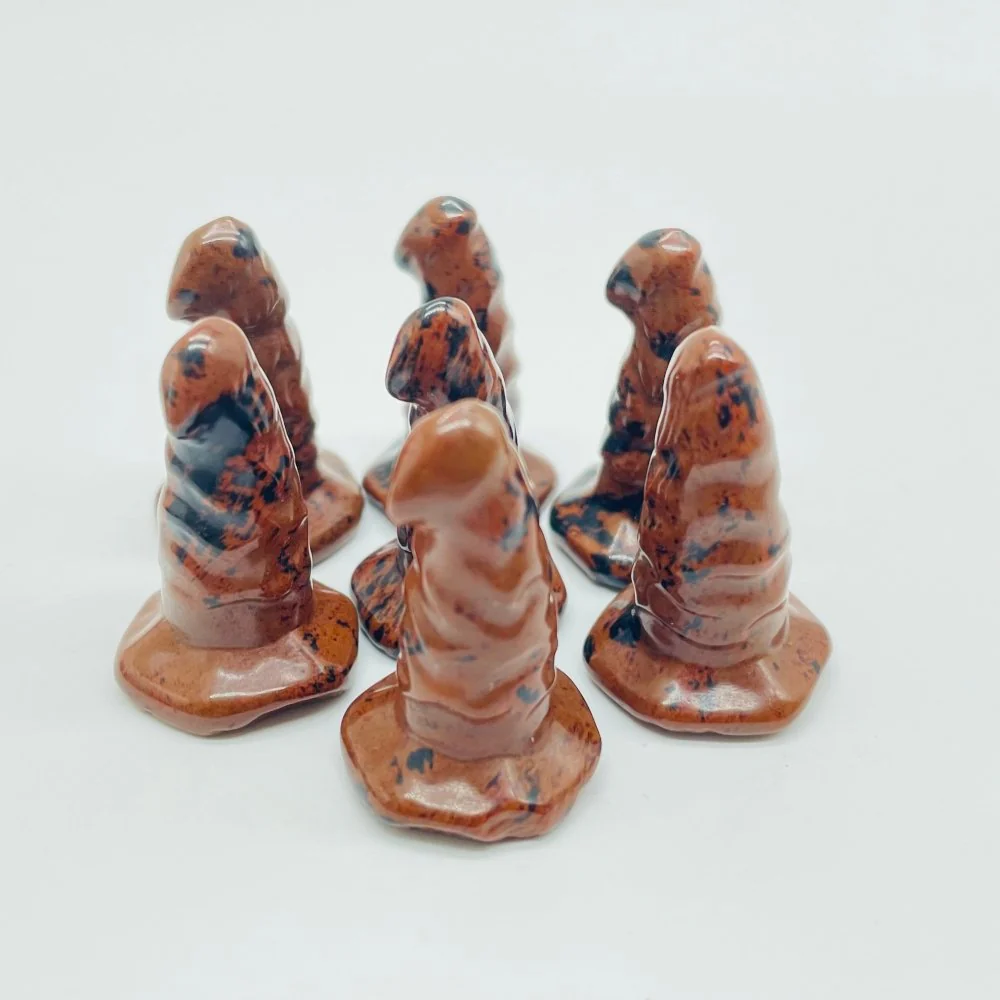 3 Types Wizard Hat Carving Wholesale Red Obsidian Moss Agate Crazy Agate - Image 3
