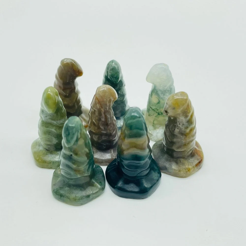 3 Types Wizard Hat Carving Wholesale Red Obsidian Moss Agate Crazy Agate - Image 5