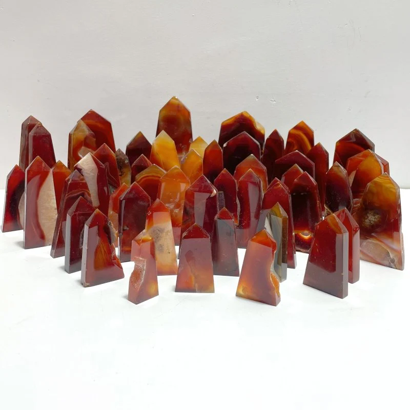 51 Pieces Carnelian Geode Druzy Four-sided Tower Points (Clearance)