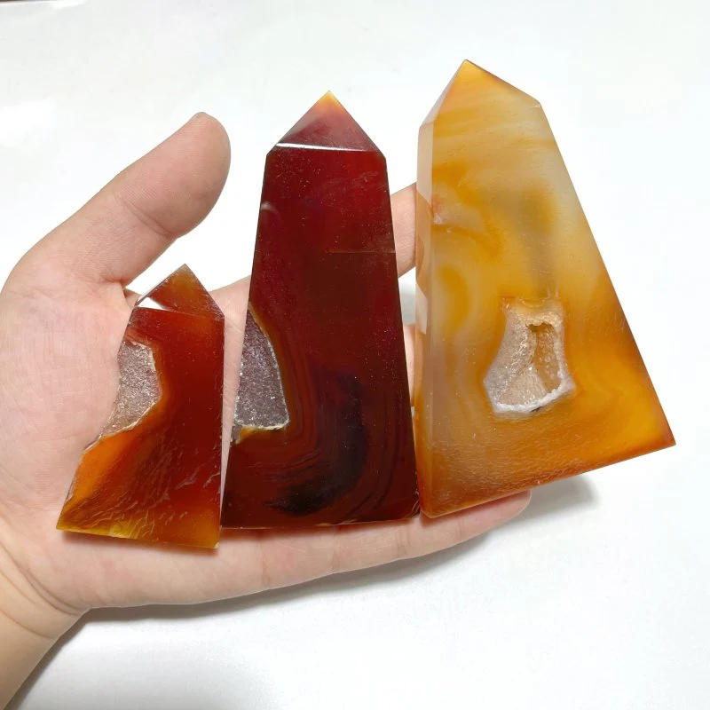 51 Pieces Carnelian Geode Druzy Four-sided Tower Points (Clearance) - Image 5