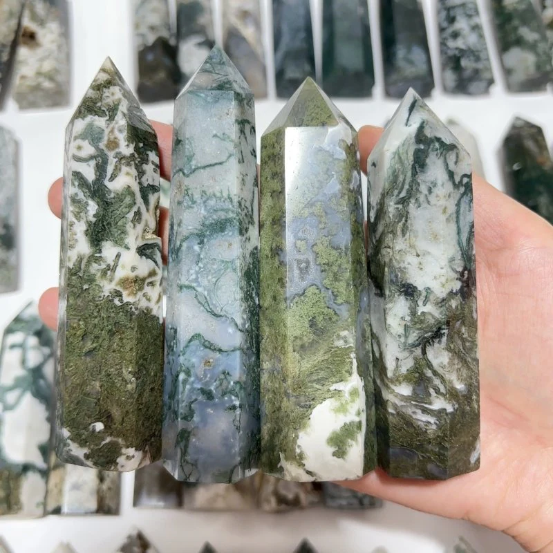 57 Pieces Fat Moss Agate Tower Points - Image 2