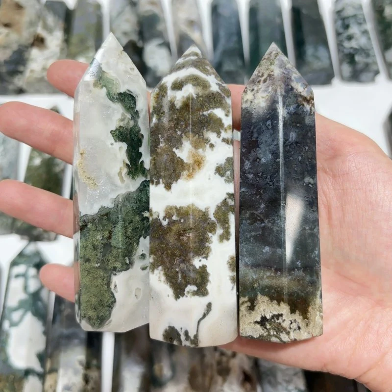 57 Pieces Fat Moss Agate Tower Points - Image 3