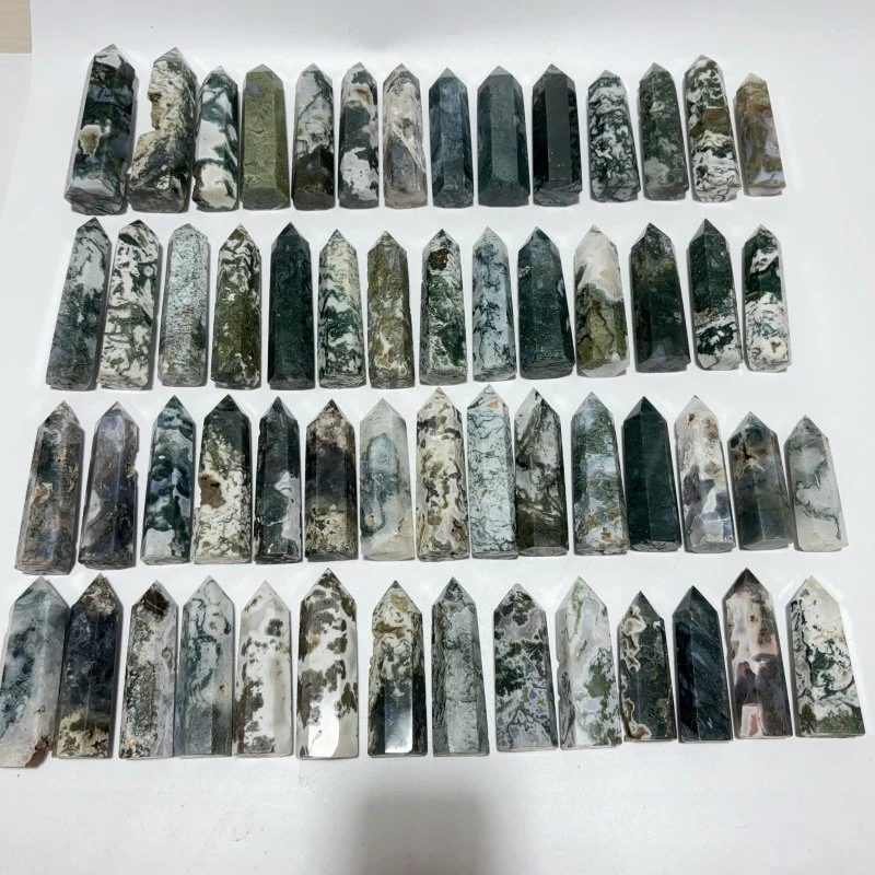 57 Pieces Fat Moss Agate Tower Points - Image 4