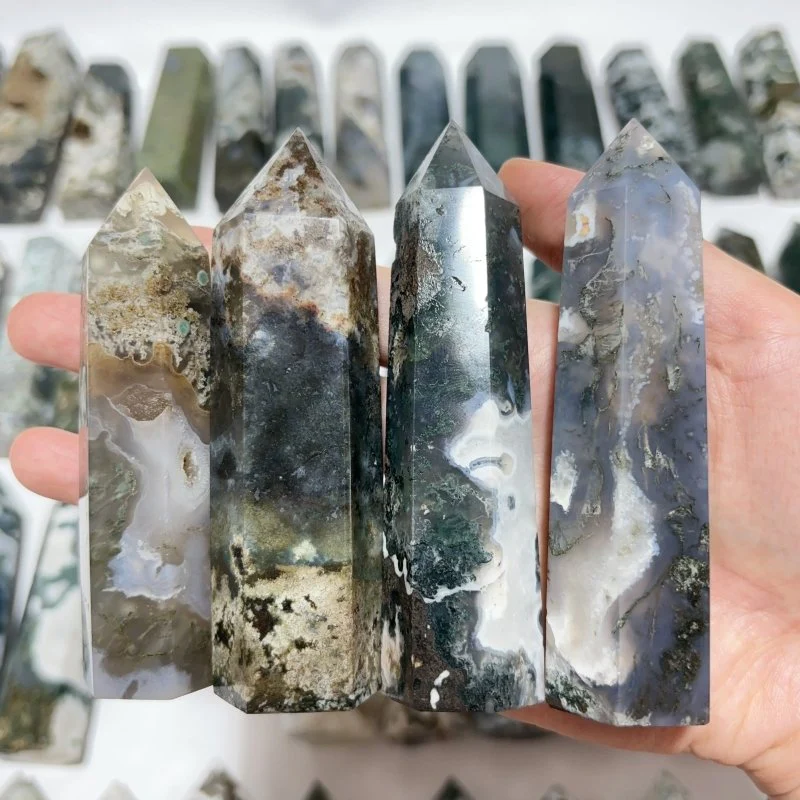 57 Pieces Fat Moss Agate Tower Points - Image 5