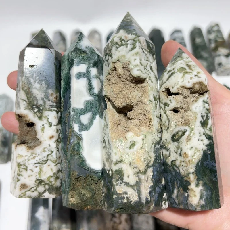 57 Pieces Fat Moss Agate Tower Points - Image 6