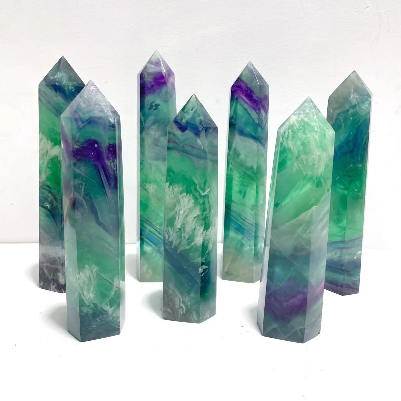 7 Pieces Large Feather Fluorite Tower Points