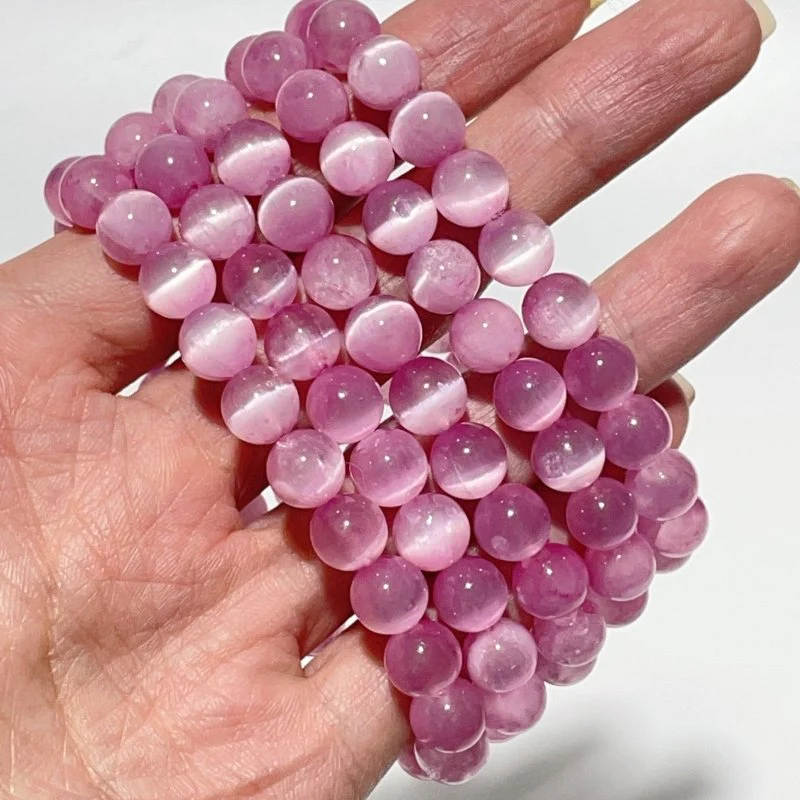 0.35in(9mm) Pink Aura Selenite Bracelet Wholesale - Image 2