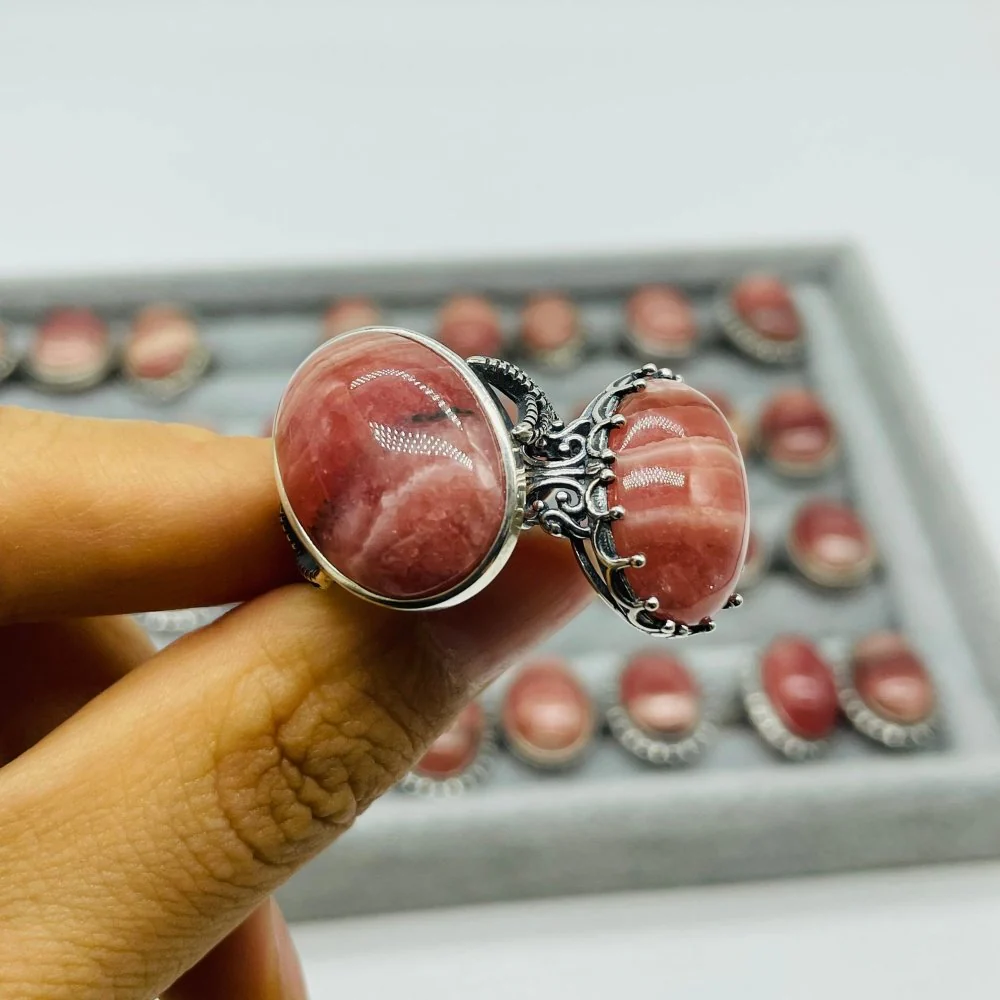 36 Pieces S925 Rhodochrosite Different Styles High Quality Ring - Image 5
