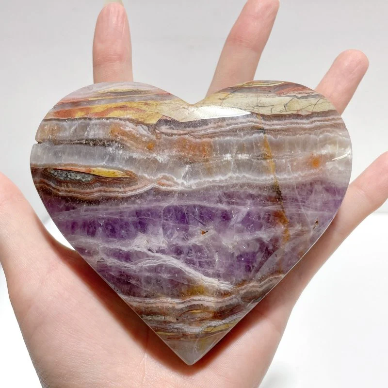 16 Pieces Amethyst Mixed Stripe Agate Heart - Image 2