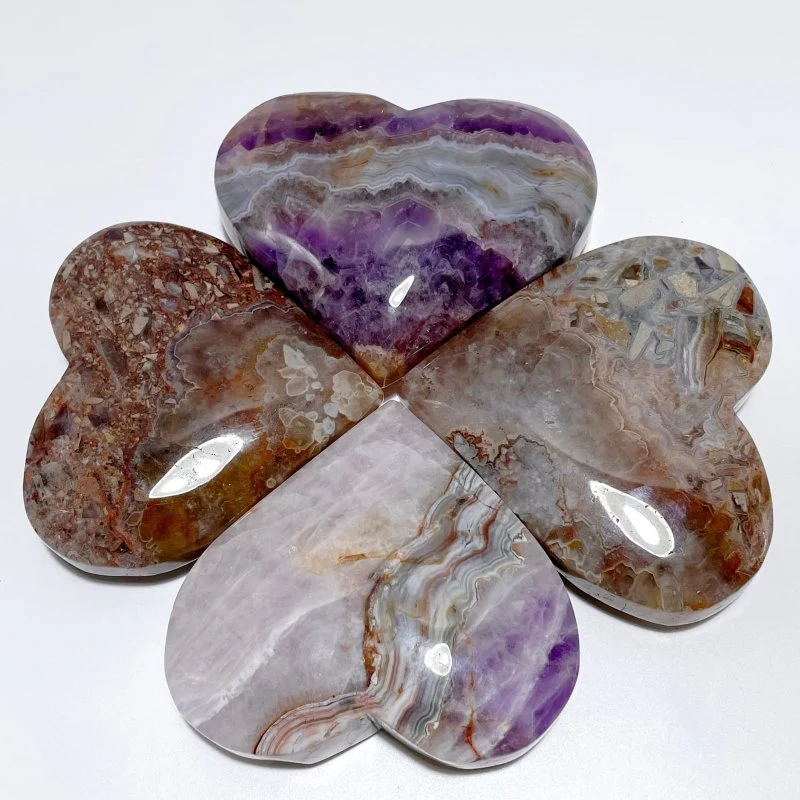 16 Pieces Amethyst Mixed Stripe Agate Heart - Image 7