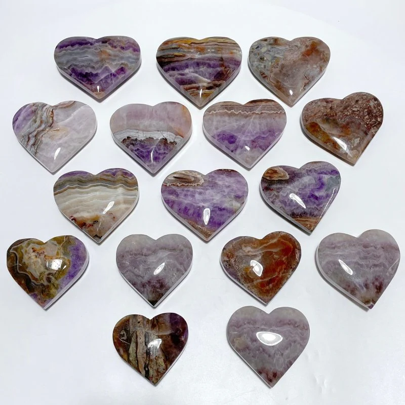 16 Pieces Amethyst Mixed Stripe Agate Heart - Image 8