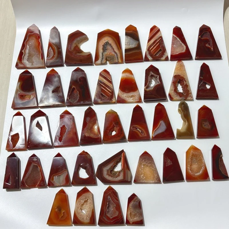 38 Pieces Geode Druzy Carnelian Four-Sided Points - Image 2
