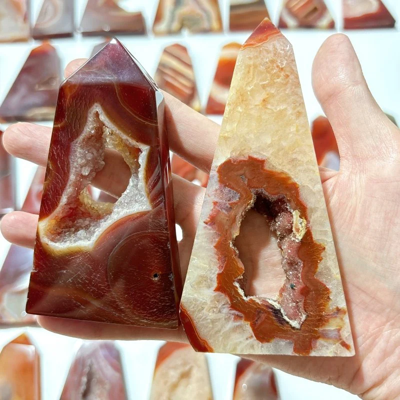 38 Pieces Geode Druzy Carnelian Four-Sided Points - Image 6