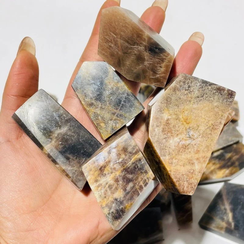 32 Pieces Black Rainbow Sun Stone With Hematite Free Form - Image 4