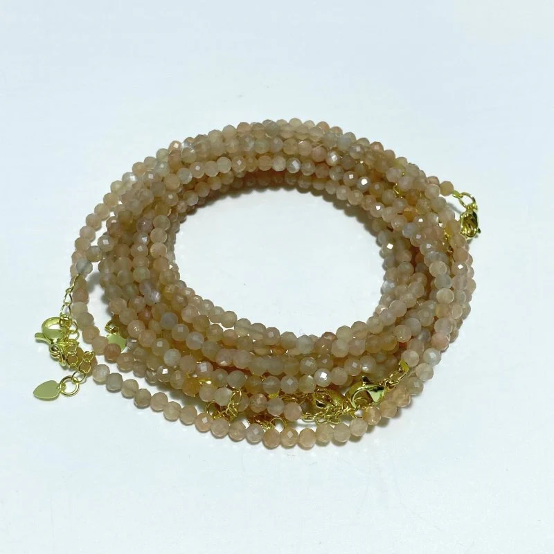 3MM Multi-Faceted Crystal Flash Bead Bracelets Necklace Wholesale Labradorite Sunstone Aquamarine - Image 13