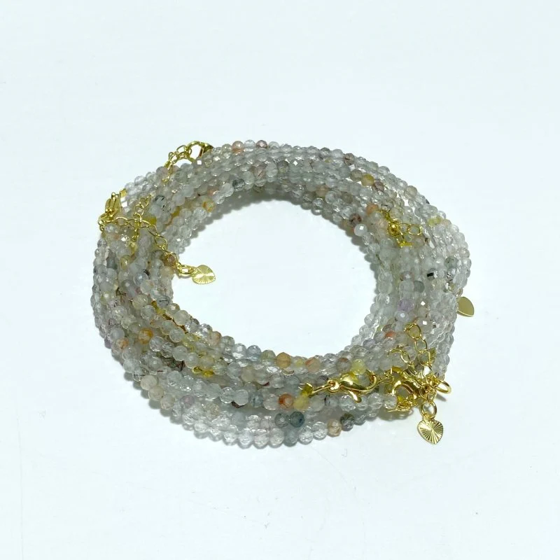 3MM Multi-Faceted Crystal Flash Bead Bracelets Necklace Wholesale Labradorite Sunstone Aquamarine - Image 16