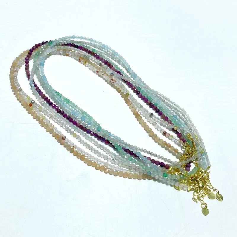 3MM Multi-Faceted Crystal Flash Bead Bracelets Necklace Wholesale Labradorite Sunstone Aquamarine - Image 19