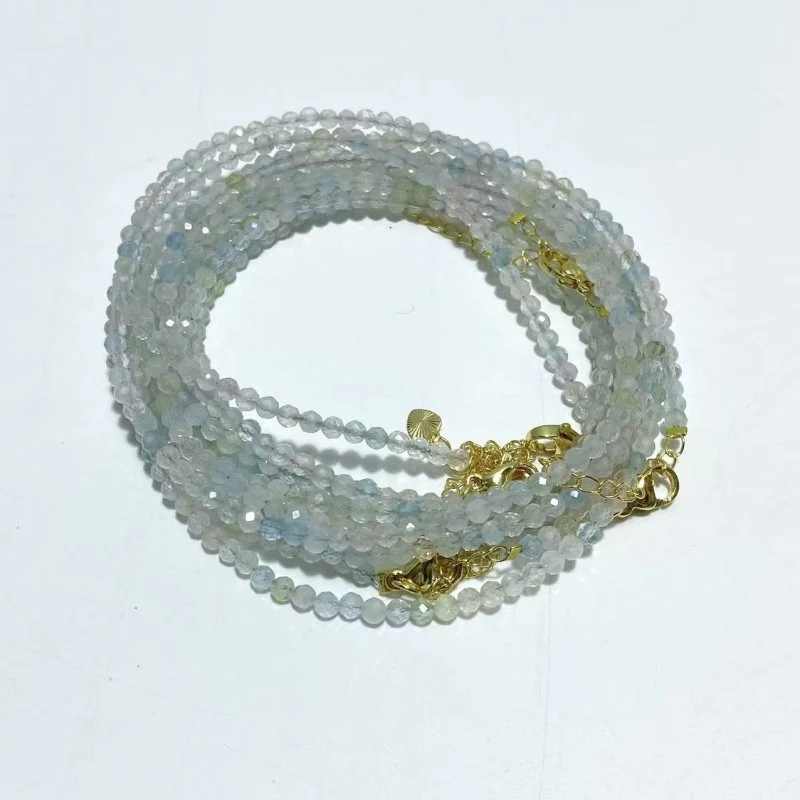 3MM Multi-Faceted Crystal Flash Bead Bracelets Necklace Wholesale Labradorite Sunstone Aquamarine - Image 7