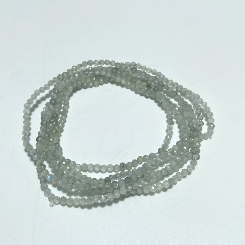 3MM Multi-Faceted Crystal Flash Bead Bracelets Necklace Wholesale Labradorite Sunstone Aquamarine - Image 8