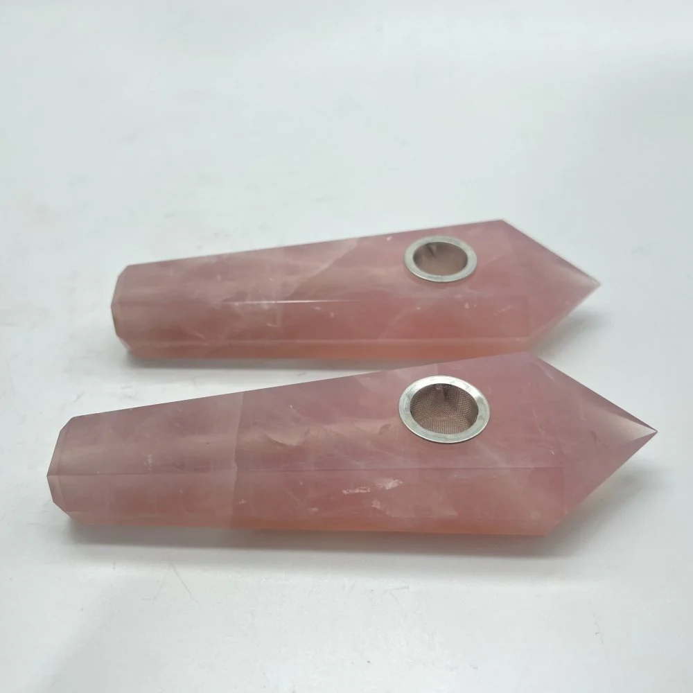 3Types Crystal Pipes Rose Quartz Ruby Zoisite Clear Quartz Crystal Pipes Wholesale - Image 2