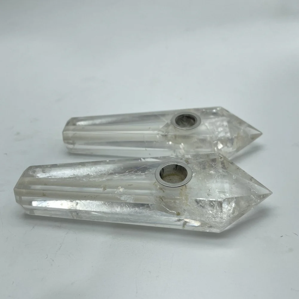 3Types Crystal Pipes Rose Quartz Ruby Zoisite Clear Quartz Crystal Pipes Wholesale - Image 4