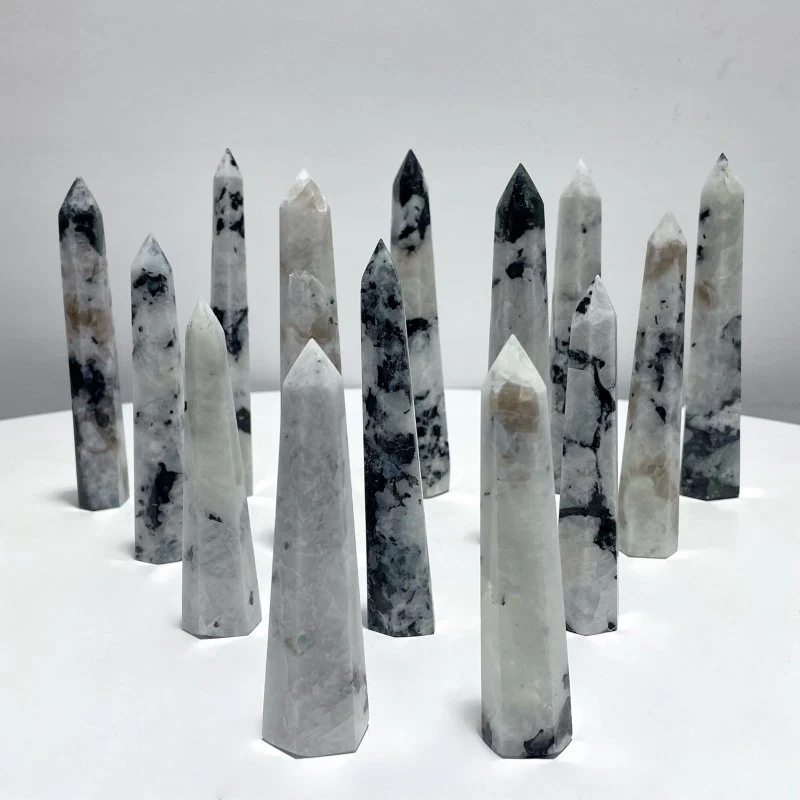 4.3-5.5in India Moonstone Tower Point Hexagonal Pyramid Shape Wholesale