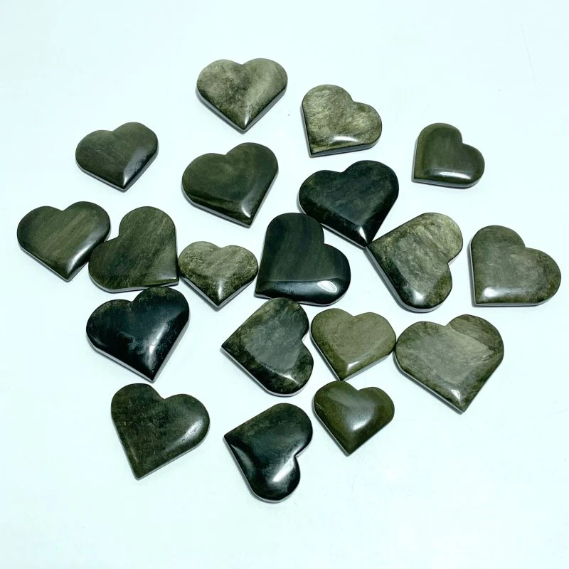 4.5-7.5cm Gold Sheen Obsidian Heart Wholesale