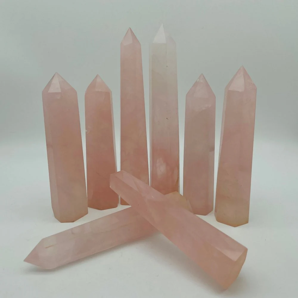 4.7-7in Rose Quartz Crystal Points Tower Wholesale