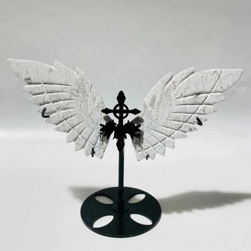 4 Pairs Cross Wing Carving With Stand Red Fire Quartz Ocean Jasper - Image 5