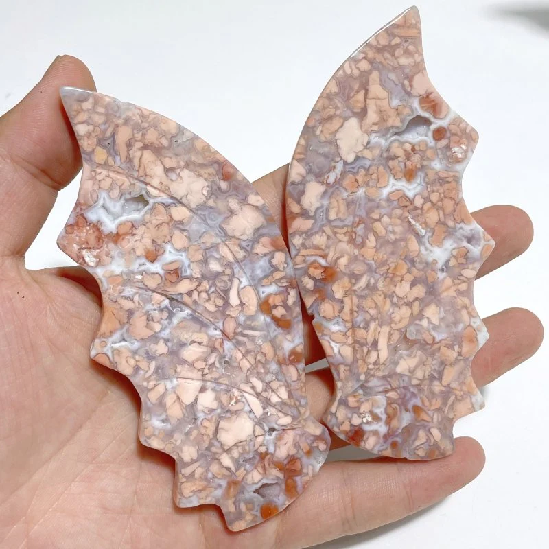 4 Pairs Flying Dragon Wing With Stand Pink Agate Ocean Jasper - Image 2