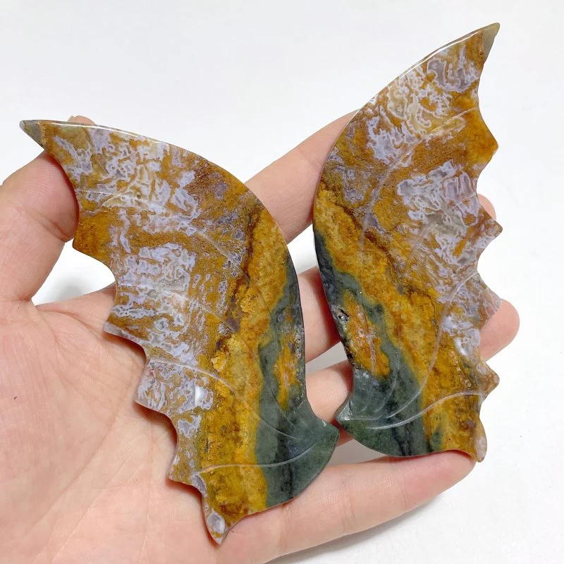 4 Pairs Flying Dragon Wing With Stand Pink Agate Ocean Jasper - Image 5