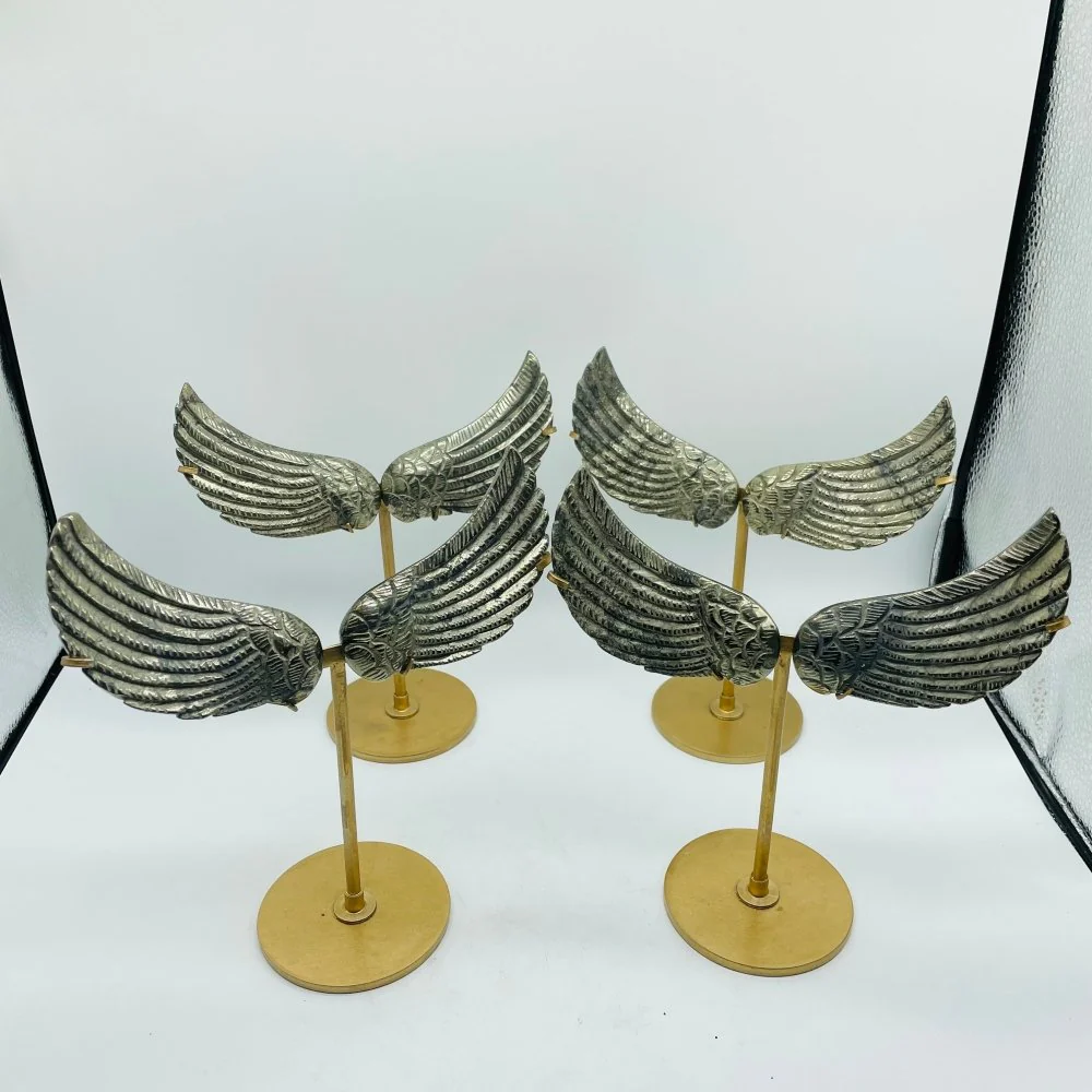 4 Pairs High Quality Pyrite Angel Wing With Stand - Image 3